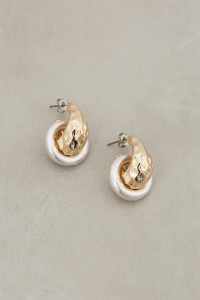 MIX MATERIAL RING EARRINGS/ミックスマテリアルリングピアス WOMENSレディース