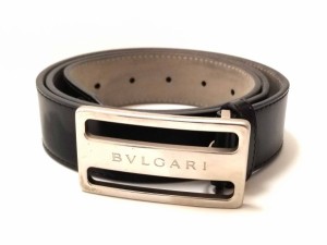 ブルガリ ベルト 95ｃｍ ブラック 黒 メンズ 本革 レザー ロゴバックル ロゴ BVLGARI　【中古】