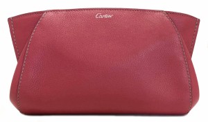 新品同様 C ドゥ カルティエ クラッチ ポーチ バッグ レザー ピンク L3001500 レディース 小物入れ Cartier CARTIER 【中古】