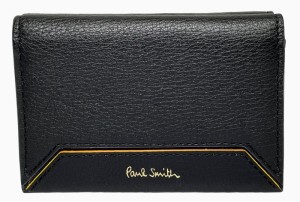 未使用 ポールスミス ミニ財布 レディース ブラック 黒 コンパクト 三つ折り 本革 コントラスト　 Paul Smith　【中古】