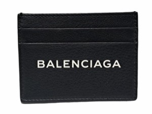 新品同様 バレンシアガ カードケース ロゴ スリム パスケース 名刺入れ ブラック 490620 黒 レザー BALENCIAGA メンズ レディース  【中 