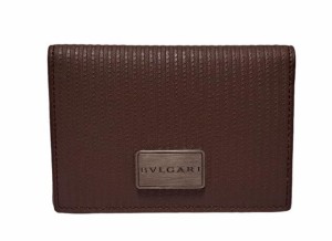 ブルガリ カードケース ブラック メンズ ミレリゲ 名刺入れ 定期入れ パスケース ＢＶＬＧＡＲＩ　ブラウン 茶色　ＰＶＣ 【中古】