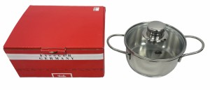 即納 未使用品 フィスラー Fissler　両手鍋 スナッキー キャセロール シルバー 14cm ガラス蓋付き ステンレス 耐熱 IH対応　 18-10-1820 