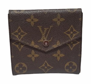 ルイ ヴィトン 財布 ポルトモネビエ ブラウン モノグラム M61652 Ｗホック LOUIS VUITTON ヴィンテージ ダブルホック コンパクト ホック 