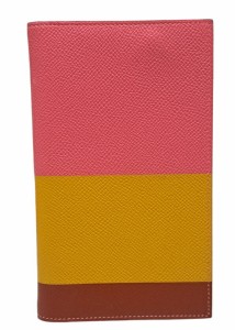エルメス 手帳カバー ヴィジョン マルチカラー 3カラー ピンク ブラウン レディース HERMES 【中古】