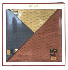 未使用 セリーヌ ハンカチ　3色セット ランチマット CELINE　コットン　100％　綿　レディース　セット【中古】