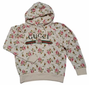 グッチ パーカー XS 花柄 長袖 ロゴ メンズ レディース コットン 100％ GUCCI 【中古】