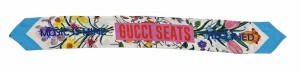 グッチ スカーフ ロゴ花柄 100周年 ネックボウ シルク 100％ ＧＵＣＣＩ レディース リボンスカーフ ヘアバンド  【中古】