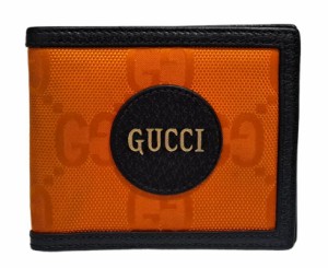 グッチ 二つ折り財布 札入れ オフ ザ グリッド GG GG柄 財布 オレンジ ブラック メンズ 625573 GUCCI OF THE GRID 黒 【中古】