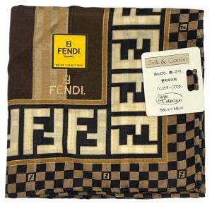 FENDI シルク スカーフ ハンカチーフ ズッカ柄 フェンディ ハンカチの