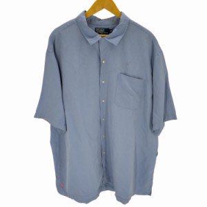 ポロバイラルフローレン　オープンカラーシャツ　リネン混　青　サイズL