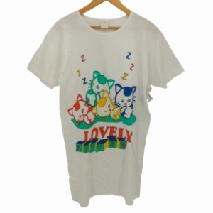 USED古着(ユーズドフルギ) 80-90s VINTAGE LOVELY KITTEN キャラクター プリント ロング丈 Tシャツ ワンピース レディース ONE SIZE 【中