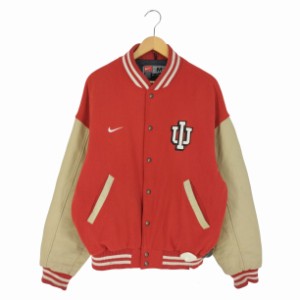 NIKE TEAM(ナイキチーム) 90-00s カナダ製 カレッジロゴ 裏キルティング レザースリーブ ウールナイロン スタジャン アワードジャケット 