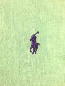 Ralph Lauren リネン ボタンダウン ポニー 刺繍 紫 古着 【M 