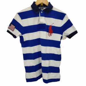 POLO RALPH LAUREN(ポロラルフローレン) BIGポニーボーダーポロシャツ 星条旗パッチ メンズ JPN：S 【中古】【ブランド古着バズストア】