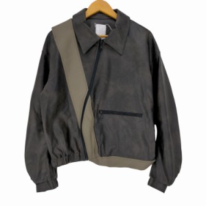 NUT EMPEROR(ナットエンペラー) FAKE LEATHER JACKET 変形ジップ  フェイクレザー ジャケット メンズ  2【中古】【ブランド古着バズスト