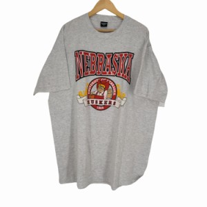 HUGGER(ハガー) MADE IN USA ラバープリント霜降りTシャツ NEBRASKA メンズ import：XL 【中古】【ブランド古着バズストア】