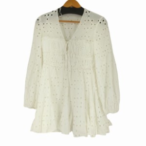 ZARA(ザラ) SHORT DRESS WITH CUTWORK EMBROIDERY レディース  S【中古】【ブランド古着バズストア】