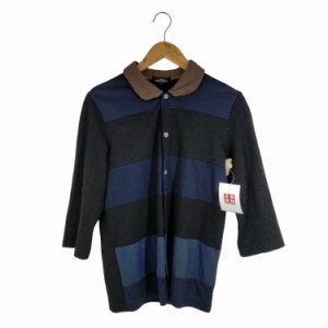 tricot COMME des GARCONS(トリココムデギャルソン) 14AW 丸襟 七分丈 ボーダー柄 ボタンカットソー レディース JPN：M 【中古】【ブラン