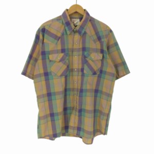 saddle king western(フルギ) 90S USA製 マドラス チェック S/S ウエスタン シャツ  メンズ  17【中古】【ブランド古着バズストア】