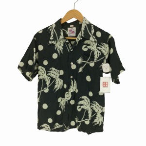 KAHANAMOKU(カハナモク) SPECIAL EDITION “MOONLIGHT PALM TREE” (SHORT SLEEVE) レーヨンアロハシャツ メンズ import：S 【中古】【ブ