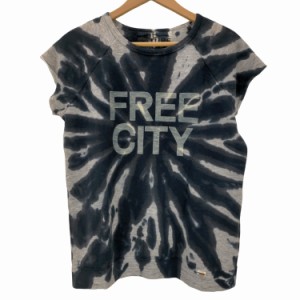 FREE CITY(フリーシティ) フリーシティ FREE CITY ロゴプリントタイダイスウェットTシャツ 半袖 1 紺 ネイビー グレー /MY ■OS ■SH メ