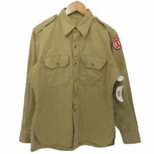 US ARMY(ユーエスアーミー) 40〜50s KHAKI-1 STAND-UP-COLLAR 8.2.OZ ミリタリーシャツ マチ付き メンズ  15 1/2×34【中古】【ブランド