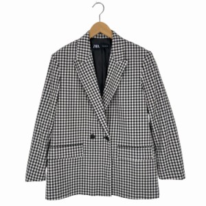 ザラ ZARA タグ付き ジャケット グレンチェック コットン 緑系 白 M