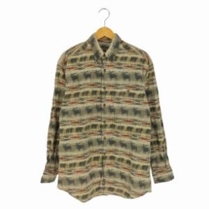 WOOLRICH(ウールリッチ) 00S~ ペルー製 ネイティブ柄 アニマル ボタンダウンフランネルシャツ メンズ import：M 【中古】【ブランド古着