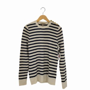 BURBERRY(バーバリー) Bird Button Breton Stripe Wool Cashmere Sweater In Navy メンズ import：M 【中古】【ブランド古着バズストア】