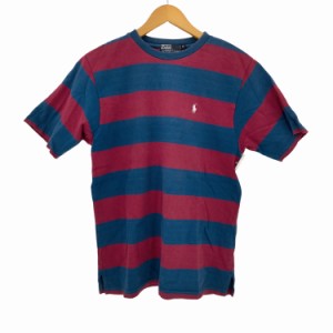 Polo by RALPH LAUREN(ポロバイラルフローレン) スモールポニー刺繍太ボーダークルーネックTシャツ メンズ import：M 【中古】【ブランド