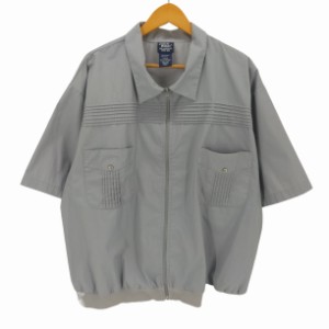 JOHN BLAIR(フルギ) ピンタック ジップアップ ポリコットン S/S シャツ ビッグサイズ メンズ  2XL【中古】【ブランド古着バズストア】