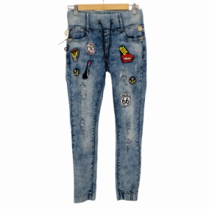 USED古着(ユーズドフルギ) {{DENIMLAND}} 90S ワッペン スキニーデニムパンツ レディース JPN：L 【中古】【ブランド古着バズストア】