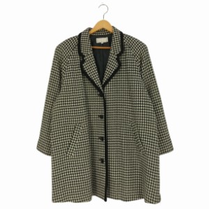 美品□CARUSO/カルーゾ 千鳥格子柄 ウール ダブルブレスト ロング丈 ベルテッドコート/チェスターコート 白×黒 46R イタリア製 正規品