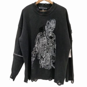 USED古着(ユーズドフルギ) {{A GOOD BAD INFLUENCE}} アーティスト コラボ ダメージ ニット メンズ JPN：XL 【中古】【ブランド古着バズ