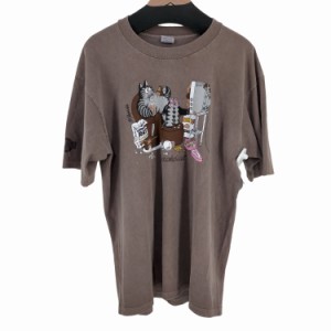 CRAZY SHIRTS(クレイジーシャツ) USA製 シングルステッチ チョコレートダイ Kliban Cat クルーネックTシャツ メンズ import：L 【中古】