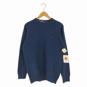 TOMMY HILFIGER(トミーヒルフィガー) ロゴ刺繍 クルーネックコットンニット メンズ import：S 【中古】【ブランド古着バズストア】