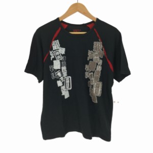 泥棒日記(ドロボウニッキ) 00S ツギハギ 神輿 絆 漢字 プリント ラグラン Tシャツ Y2K メンズ  中【中古】【ブランド古着バズストア】