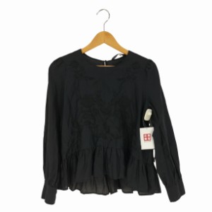 ZARA(ザラ) WOMAN Black Embroidery Peplum Blouse ブラウス レディース import：XS 【中古】【ブランド古着バズストア】