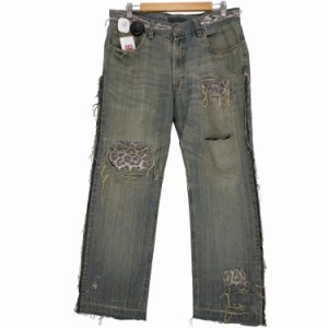 USED古着(ユーズドフルギ) {{LAKRAS}} TIMELESS JEANS 再構築 バギーデニム レオパードパッチ メンズ 表記無 【中古】【ブランド古着バズ