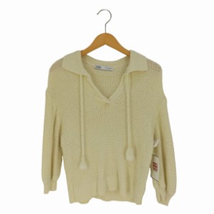 ZARA(ザラ) Cream Knitted Sweater スキッパーニット レディース import：M 【中古】【ブランド古着バズストア】