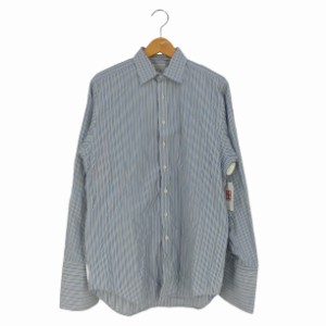 AQUASCUTUM(アクアスキュータム) ストライプ ダブルカフス ワイドカラーシャツ メンズ  38cm【中古】【ブランド古着バズストア】