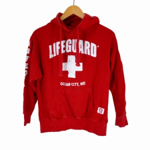 LIFE GUARD(ライフガード) フロント/袖 ロゴプリントフーディ レディース import：S 【中古】【ブランド古着バズストア】