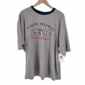 TOMMY HILFIGER(トミーヒルフィガー) MADE IN USA ロゴ三段プリント 霜降りTシャツ INTERNATIONAL GAME メンズ import：XXL 【中古】【ブ