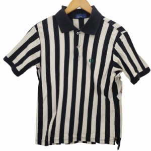 FRED PERRY(フレッドペリー) ロゴ刺繍 ストライプ ポロシャツ メンズ import：M 【中古】【ブランド古着バズストア】