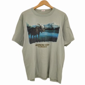 USED古着(ユーズドフルギ) Oceanic カナダ製 アニマルプリント Tシャツ DAWSON CITY YUKON メンズ import：L 【中古】【ブランド古着バズ