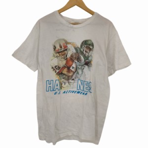 Hanes(ヘインズ) 80s USA製 染み込みプリント フットボールTシャツ メンズ import：L 【中古】【ブランド古着バズストア】