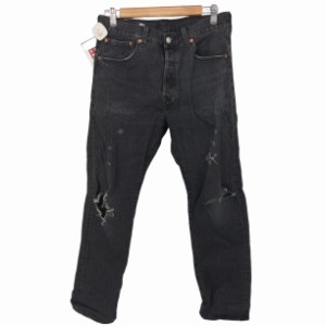 Levis(リーバイス) 501 STRAIGHT-CRAISIN WORN 93復刻 ボタンフライ ストレート ブラック デニム パンツ メンズ  W32 L32【中古】【ブラ