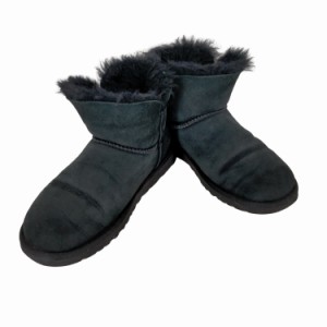 UGG(アグ) ミニベイリーボタン ブリング ショートムートンブーツ ボア USA6 23.0cm 黒 ブラック レディース JPN：23 【中古】【ブランド