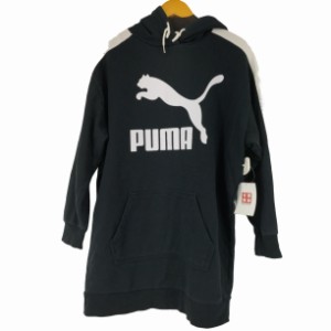 PUMA(プーマ) フロントロゴ サイドライン スウェットパーカーワンピース レディース JPN：M 【中古】【ブランド古着バズストア】